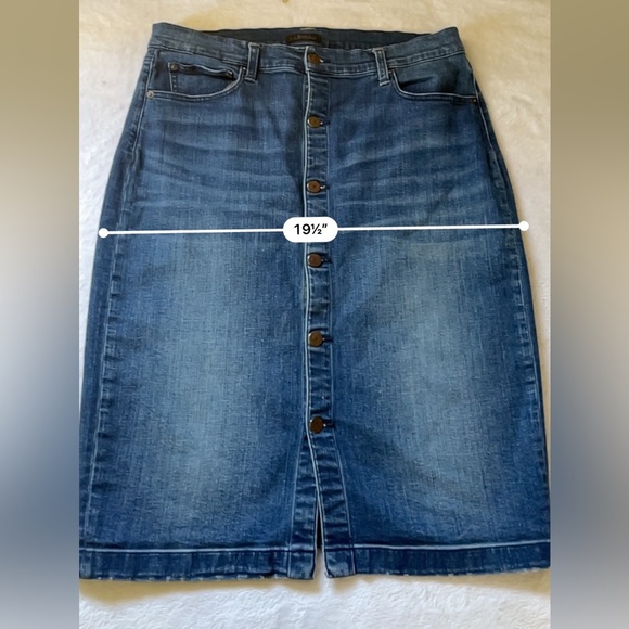 Vintage Polo Ralph Lauren Denim Midi Skirt Blue Button Front Size 12 - Picture 6 of 17